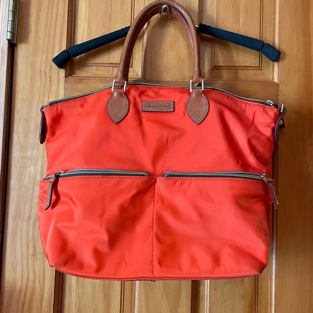 Orange Tote Bag with Brown Handles.Excellent condition.